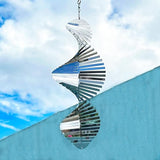Hanging Wind Spinners,3D Spiral Highly Reflective Stainless Steel Metal Wind Spinner Outdoor Garden Decor,Bird Devices Deterrent to Scare Away Yard Birds 13.8in