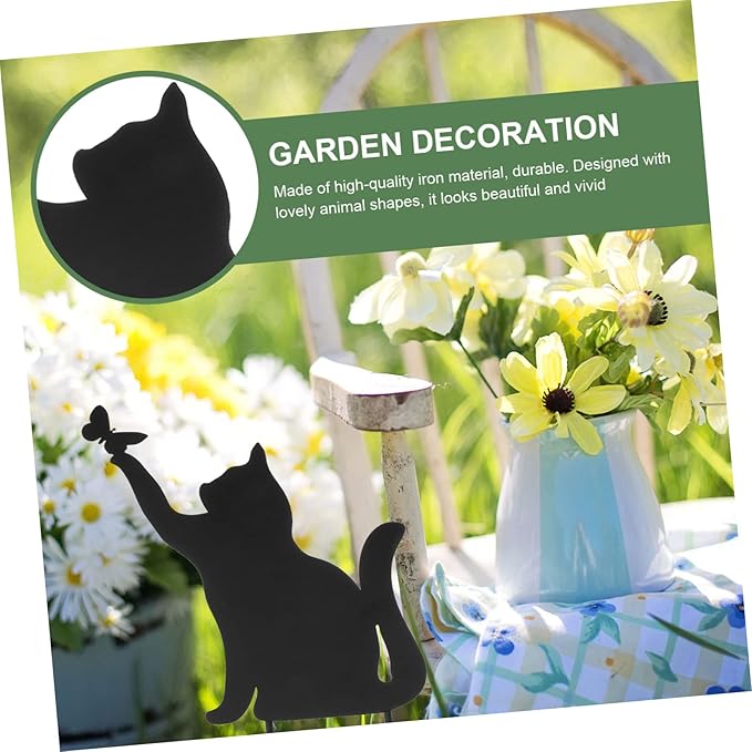 GANAZONO Iron Wool Decoration Outdoor Sign Kitten Ornament Outdoor Ornament Metal Animal Stakes Art Garden Statue Decor Decoration Lawn Art Decoration Cat