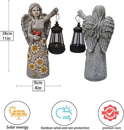 Solar Garden Angel Statues,Outdoor Angel Figurines Lights Waterproof Statue Decor Lanterns for Yard Patio Porch Decoration Gift for Mom Grandma (Minimalist)
