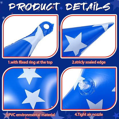 18 Pcs 4th of July Inflatable Outdoor Stars Decor 250th Anniversary Patriotic Memorial Day Outdoor Decorations Inflatable Star American Flag PVC Balloons Blow up for Hanging Home Garden Decor