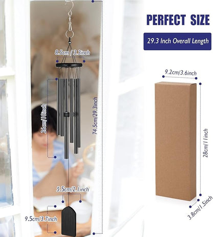 Wind Chime, Classic Wind Chimes for Outdoor Indoor Decor Smooth Melodic Tones Chime for Garden Patio Balcony and Home - 29 Inch with 6 Tubes & DIY Pendants for Outdoor Garden Patio Decor