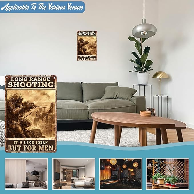 Long Range Shooting It's Like Golf But For Men Home Decor Retro Metal Tin Sign 8x12 inch