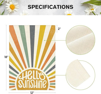 AVOIN colorlife Hello Sunshine Classic Garden Flag 12x18 Inch Double Sided Outside, Summer Party Holiday Burlap Yard Outdoor Decoration
