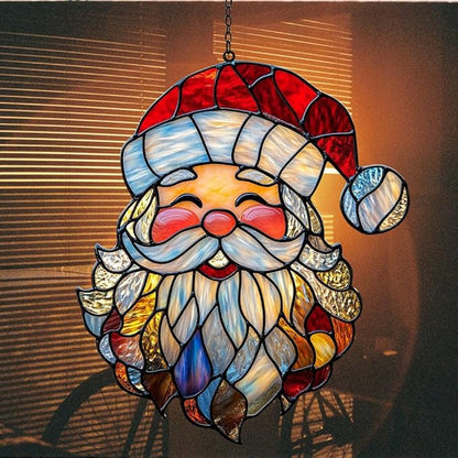 Santa Claus Acrylic Suncatcher Stained Glass Effect Window Car Hanging Christmas Ornament Indoor Outdoor Decor Garden Sun Catcher Panel for Christmas Lover for Women Mom Grandma