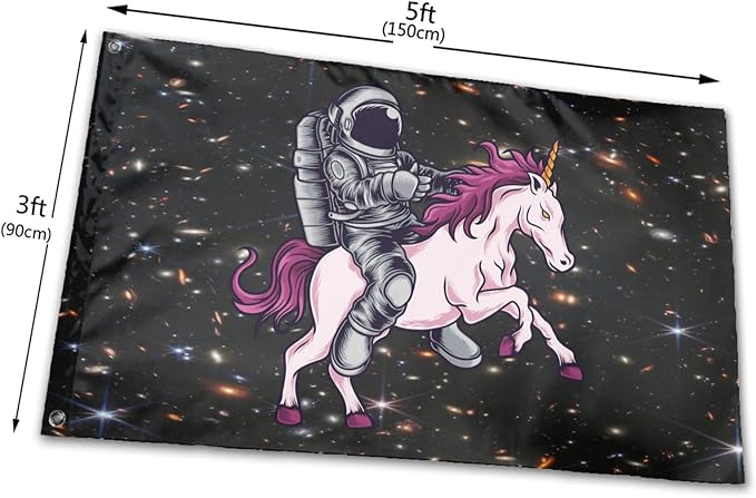Astronaut Unicorn Flag 3x5 Ft Outdoor Indoor With Grommet Garden Yard Banner Decorative Sign