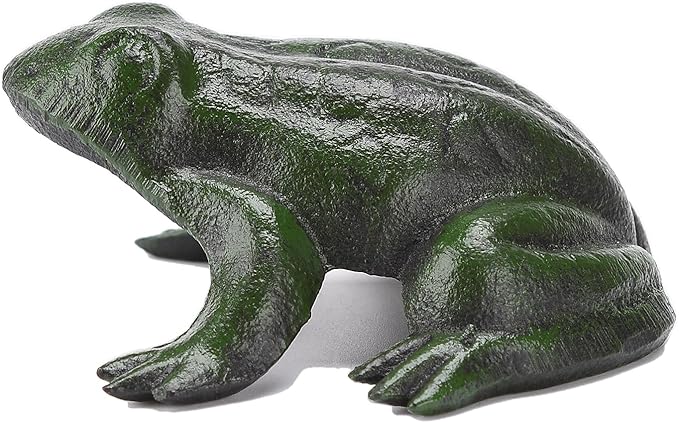 BRASSTAR Cast Iron Simulation Green Frog Statue Paperweight Lawn Garden Home Office Desk Figurine Decor TQGJPT540