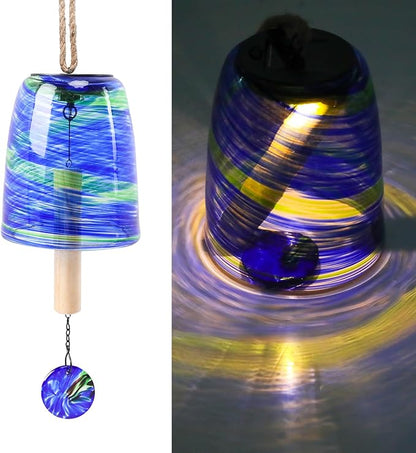 Taman Solar Wind Chime - 28" Glass Solar Lights Wind Chimes Valentine's Day Gift for Outside Deep Tone Decorative Mother's Day Memorial Gift for Home, Outdoor, Yard, Patio, Balcony, Garden Decor