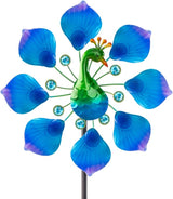 44" Peacock Garden Wind Spinners - Metal Outdoor Stakes Kinetic Wind Spinner Windmills Decor, Wind Sculpture Yard Art Decorations for Patio, Lawn & Garden