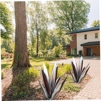 Tequila Rustic Sculpture,Rustic Hand Painted Metal Agave Plant,DIY Metal Plant Garden Yard Sculpture,Silver Tequila Rustic Sculpture Metal Agave Plant Iron Art Agave Sculpture Statue