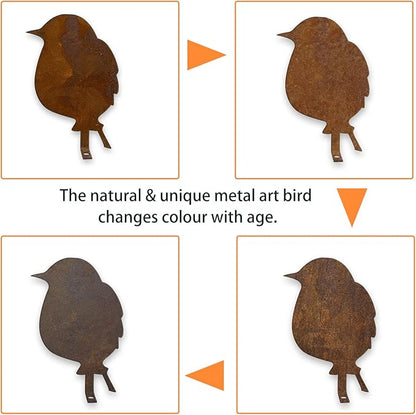 Rusty Bird Silhouette with Rusty Patina Birds Decoration Lifelike Metal Birds Garden Ornaments Silhouette Simulation Bird Figurine Rustic Outdoor Patio Yard Adornment (Silhouette)