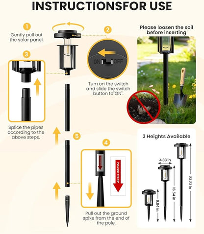 Solar Pathway Lights, 6 Pack Solar Light Outdoor IP65 Waterproof, Garden Lights Solar Powered, Outside Decor Landscape Lighting for Yard, Path, Driveway, Walkway (Warm White)