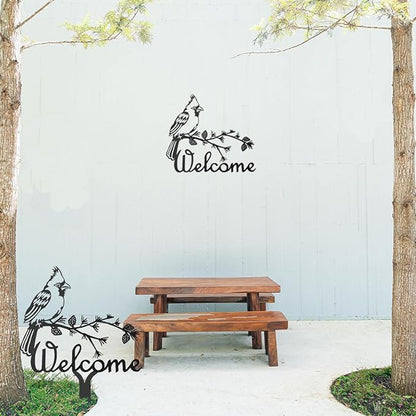 Metal Cardinal Garden Decor Bird Gifts for Women Mom Birthday Black Silhouette Birds Statues for Outside Garden Yard Art Sign Patio Lawn Ornaments Outdoor Decor 13.78 * 10.63in