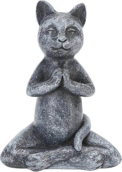Yoga Cat Meditating Buddha Zen Figurine Art Statue Sculptures Ornament, Handmade Resin Budda Meditation Decorative Sculpture Decoration for Indoor Outdoor Home Patio Yard Lawn Garden Decor