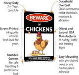 SmartSign Beware of Chickens You Have Been Warned Funny Animal Sign - 10" x 7", 40 mil Laminated Rustproof Aluminum Metal, For Gift, Yard, Cafe, Room