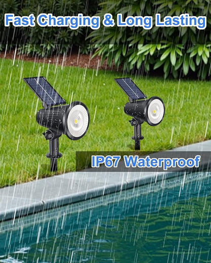 Solar Powered Spotlights Outdoor Waterproof Sunset Spot LED Lights Ultra Bright for Tree, Flag, Lawn, Statue, Pool, Garden, House, Wall, Yard, Path Outdoor Landscape Uplighting 6 Pack Cool White