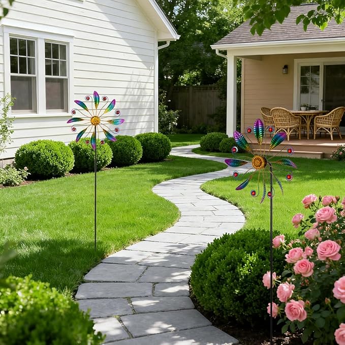 Metal Wind Spinners Outdoor,Wind Spinners for Yard and Garden Kinetic Windmill Waterproof Wind Sculptures & Spinners for Patio Lawn Decor