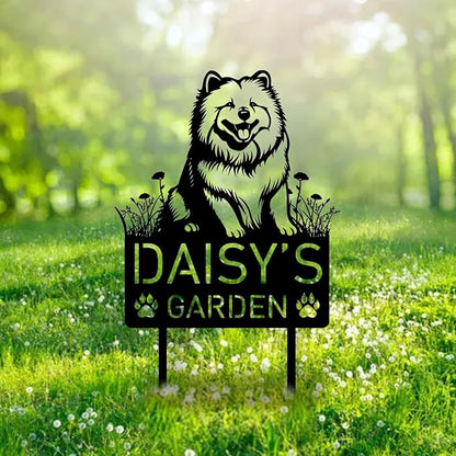 Custom Samoyed Dog Metal Memorial Garden Stake Personalized Pet Grave Marker Name Sign Remembrance Stake Decor,Memorial Statue Sign for Garden Outdoor Outside Yard Decor Sympathy Dog Loss.