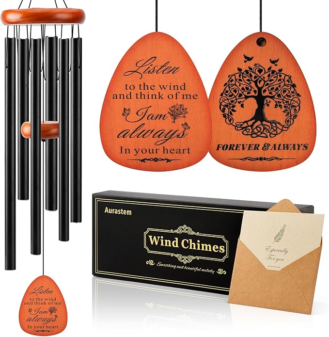 Sympathy Gifts for Loss of Loved One Memorial Wind Chimes Sympathy/Bereavement/Memorial Gifts for Loss of Mom Dad Husband, Grief Remembrance Condolences Gifts for Women, 32" Black