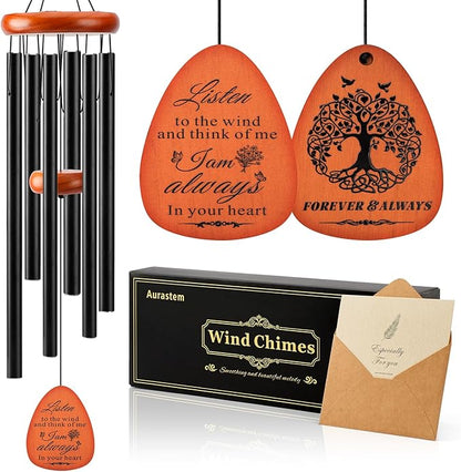 Sympathy Gifts for Loss of Loved One Memorial Wind Chimes Sympathy/Bereavement/Memorial Gifts for Loss of Mom Dad Husband, Grief Remembrance Condolences Gifts for Women, 32" Black