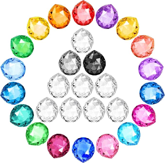 Landical 60 Pack Suncatcher Crystals Ball 20 mm Crystal Prism Clear Window Rainbow Hanging Suncatchers for Wedding, Feng Shui, Gift, Christmas Tree Decoration(Multicolor)
