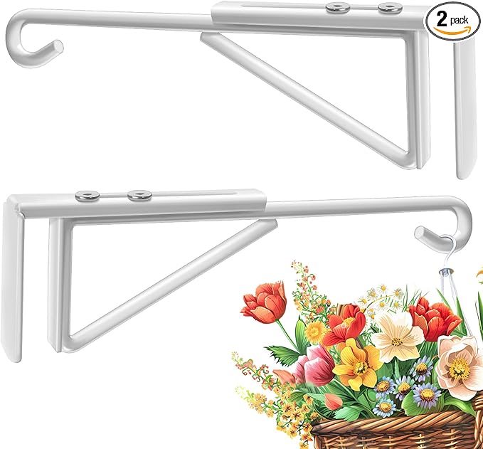 Adjustable (0.9-3") Vinyl Fence Hooks for Hanging Plants, Over the Railing Fence Plant Hangers Outdoor, White Heavy Duty Coated Steel Patio Hooks for Hanging Bird Feeders, Lights, Basket, Pool Tools