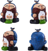 Garden Gnomes Outdoor Funny Welcome Gnomes Statue Garden Gnome Figurine for Lawn Patio Yard Decoration(Welcome)