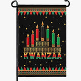 Kwanzaa Garden Flag Double Sided Polyester Yard Banner with Kinara and Red Black Green Candles Holiday Outdoor Flags for African American Heritage Celebration Décor 12x18 Inch