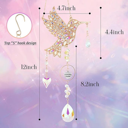 Hummingbird Gifts for Grandma, Hanging Window Sun Catchers for Outdoor Garden Decor, Hummingbird Decorations for Home, Mothers Day Birthday Grandma Nana Gifts