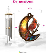 Personalized Sympathy Suncatcher Wind Chimes for Loss of Loved One, 17 Inches, Cardinal Bird - Add Custom Text - Metal Tubes and Suncatcher