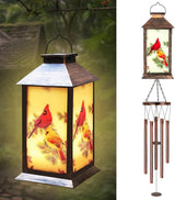 Cardinal Wind Chimes for Outside, 37" Hanging Memorial Solar Wind Chimes for Outside, Solar Lantern Christmas Cardinal Gifts for Women Mom Windchimes Outdoors for Patio Garden Decor Birthday
