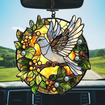 Peaceloving Dove Acrylic Suncatcher Stained Glass Effect Window Car Hanging Christmas Ornament Indoor Outdoor Decor Garden Sun Catcher Panel for Acrylic Suncatcher Lover for Women Mom Grandma