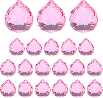 M METERXITY 20-Pack Crystal Ball Prisms, 24mm/0.94 Inch Chandelier Pendant Maker Hanging Crystals Chandelier Prisms for Home/Windows/Garden/DIY Decoration[Light Pink]