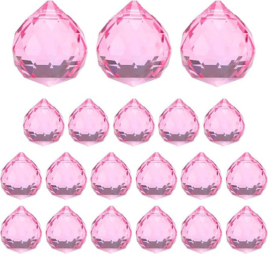 M METERXITY 20-Pack Crystal Ball Prisms, 24mm/0.94 Inch Chandelier Pendant Maker Hanging Crystals Chandelier Prisms for Home/Windows/Garden/DIY Decoration[Light Pink]