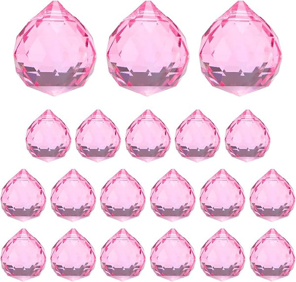 M METERXITY 20-Pack Crystal Ball Prisms, 24mm/0.94 Inch Chandelier Pendant Maker Hanging Crystals Chandelier Prisms for Home/Windows/Garden/DIY Decoration[Light Pink]