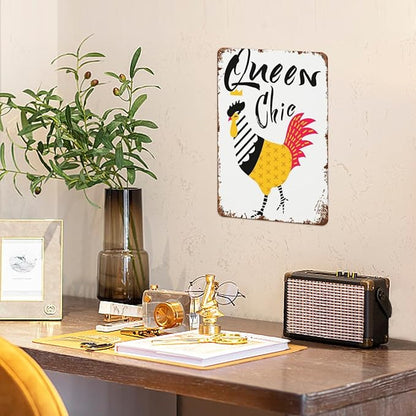patio wall decor Queens Chic metal signs School Vintage Signs for Home,Cafe,Yard,Bathroom,Happy,Funny,and Inspirational Life Quotes 8X12inch