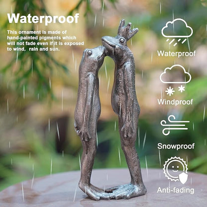 Frog Decor Garden Statue Decor Outside - Artgenius Couple Kissing Statue Outside Frog Figurines for Yard Patio Lawn Decorations Couple Frogs Front Yard Decorations Outdoor 3.6"2.1"8.7" LC Lcdecohome