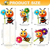 4 PCS Metal Bee Garden Stakes Decorative, ULENDIS Colorful 12.2 Inches Outdoor Bee Garden Decor stakes, Vivid Bee Yard Art Ornaments for Lawn Porch Pathway Patio Plant Pot Flower Bed