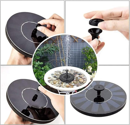 Solar Bird Bath Fountain Pump,Solar Fountain Pump with 7 Removable Nozzles and 4 Anti-Collision Bars,Solar Floating Fountain Pump for Bird Bath,Pond,Garden,Backyard Decoration,Outdoor ,Aquarium