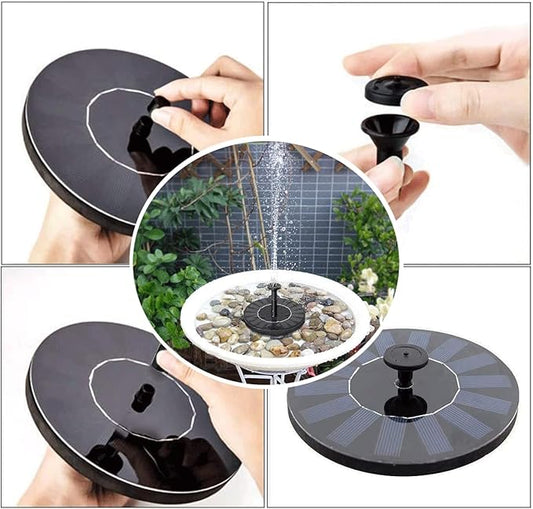 Solar Bird Bath Fountain Pump,Solar Fountain Pump with 7 Removable Nozzles and 4 Anti-Collision Bars,Solar Floating Fountain Pump for Bird Bath,Pond,Garden,Backyard Decoration,Outdoor ,Aquarium