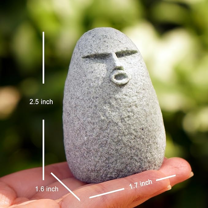 Cute Stone Primitive Man Figurine: Funny Stoneman Statue for Outdoor Decor, Carving Face Garden Home Decoration Fish Tank Ornament - Stone Man A