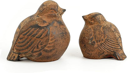 Sungmor Cast Iron Bird Statue, Vintage Animal Collection Figurines, Home Office Table Decor, Paperweight, Doorstop, Garden Lawn Cute Ornament, Rust Finish