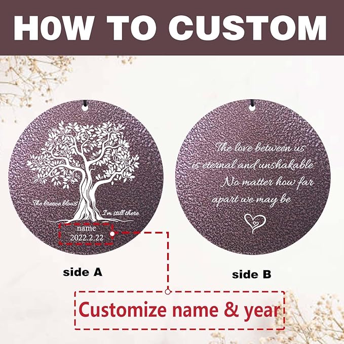 ASTARIN Personalized Condolences 32" Wind Chimes, Tree of Life Deep Tone Wind Chime for Outdoor, Funeral Gifts for Loss of Mother, Funeral Memorial Ideas for Loss, Produced in USA