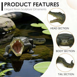 23.2" Large Crocodile Statue for Garden, Outdoor Sculpture, Animal Decor for Yard Porch Entryway Patio Living Room (Large, Crocodile)