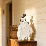 DiliComing Fairy Garden Accessories Outdoor Statue - 14.5 Inch Table Decor for Living Room Garden Maiden Bookshelf Decor Xmas Resin Holly Leaves Maiden White Statue