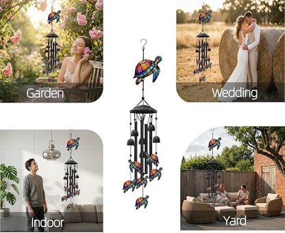 35.4" Sea Turtle Wind Chimes for Outside, Metal Windchimes, Sea Turtle Wind Chime Garden Decor, Mothers Day Birthday Memorial Gifts for Mom Grandma Wife, Durable Outdoors Decor