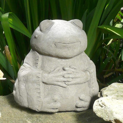 Modern Artisans Meditating Frog - Cast Stone Garden Sculpture : Large Size, Grey Stone Finish
