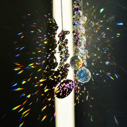 Hanging Crystals Suncatchers (40mm ab), Sun Catchers with Crystals Indoor Window, Rainbow Maker Christmas Party Wedding Window Ornament,Pack of 2