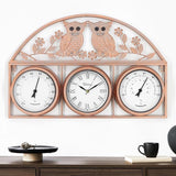 26Inch Large Outdoor Clock,Waterproof Wall Clock with Thermometer and Hygrometer Combo,Weatherproof Non-Ticking Battery Operated Decor Clock for Patio,Garden,Pool,Porch,House Warming Gifts
