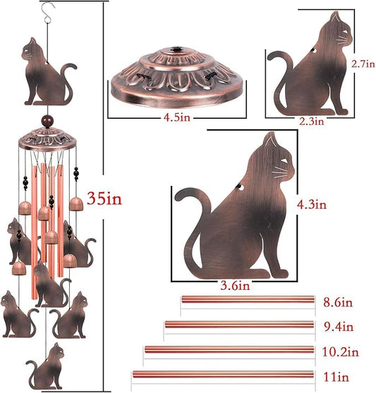 Cat Wind Chimes for Outside,Metal Windchimes,Cat Easter Gifts for Women/Men,Wind Chime Garden Decor Outdoor,Memorial/Housewarming/Birthday/Festival Gifts,Front Yard Decor