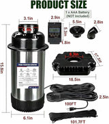 Pond Fountain Aerator,Pond Fountain, 1 HP with Dynamic LED RGB Lighting, Adjustable Modes, Digital Timer | 15,000 GPH, 750W 110V, 100FT Cord - for Large Ponds, Lakes & Outdoor Water Features